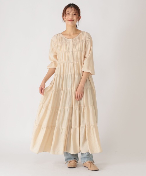 studio CLIP（スタディオクリップ）の「ダブルフロントティアードワンピース（ワンピース・レディース・ライトベージュ/ライトパープル/ネイビー・FREE）」の13枚目の写真