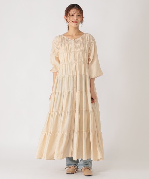 studio CLIP（スタディオクリップ）の「ダブルフロントティアードワンピース（ワンピース・レディース・ライトベージュ/ライトパープル/ネイビー・FREE）」の14枚目の写真