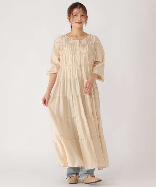 studio CLIP（スタディオクリップ）の「ダブルフロントティアードワンピース（ワンピース・レディース・ライトベージュ/ライトパープル/ネイビー・FREE）」の15枚目の写真