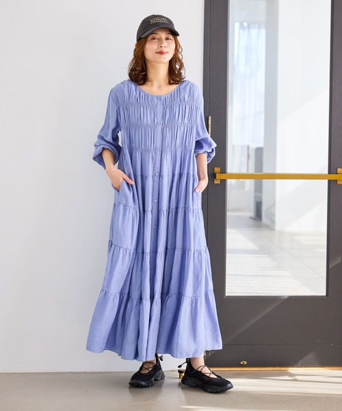 studio CLIP（スタディオクリップ）の「ダブルフロントティアードワンピース（ワンピース・レディース・ライトベージュ/ライトパープル/ネイビー・FREE）」の19枚目の写真