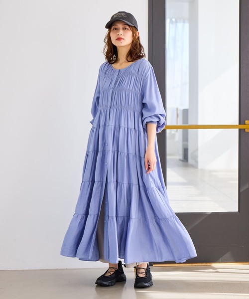 studio CLIP（スタディオクリップ）の「ダブルフロントティアードワンピース（ワンピース・レディース・ライトベージュ/ライトパープル/ネイビー・FREE）」の21枚目の写真