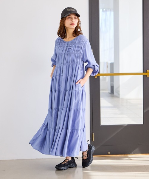 studio CLIP（スタディオクリップ）の「ダブルフロントティアードワンピース（ワンピース・レディース・ライトベージュ/ライトパープル/ネイビー・FREE）」の22枚目の写真