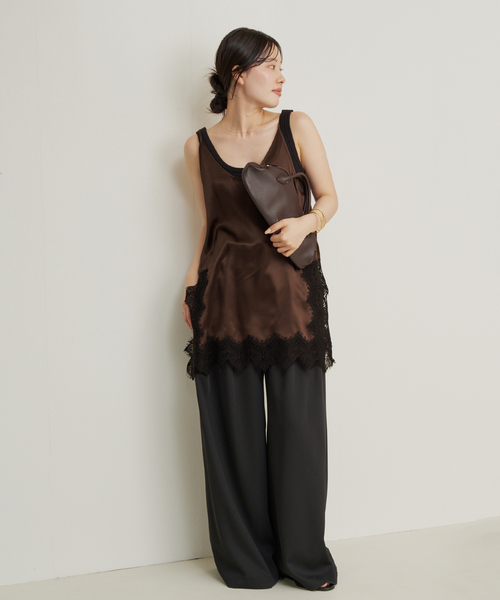 plage（プラージュ）の「R’IAM レースタンク（キャミソール・レディース・ブラウン/ホワイト・FREE）」の4枚目の写真