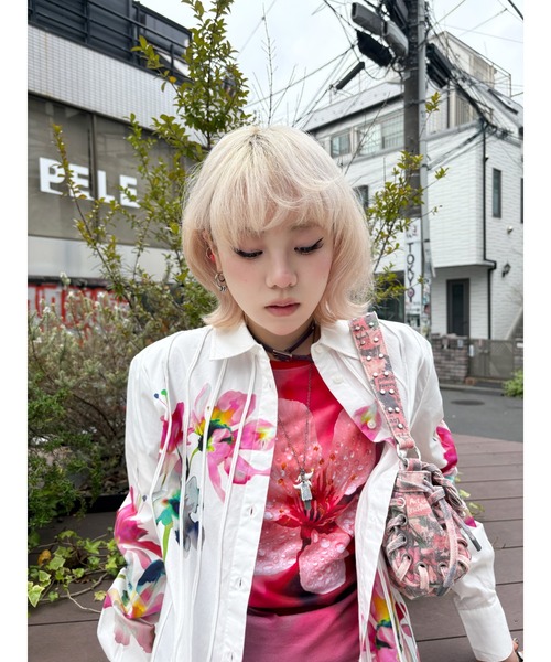 Desigual(デシグアル)の「桜フォトプリントリンガーTシャツ(Tシャツ/カットソー・レディース・レッド・XS/S/M/L/XL)」の5枚目の写真