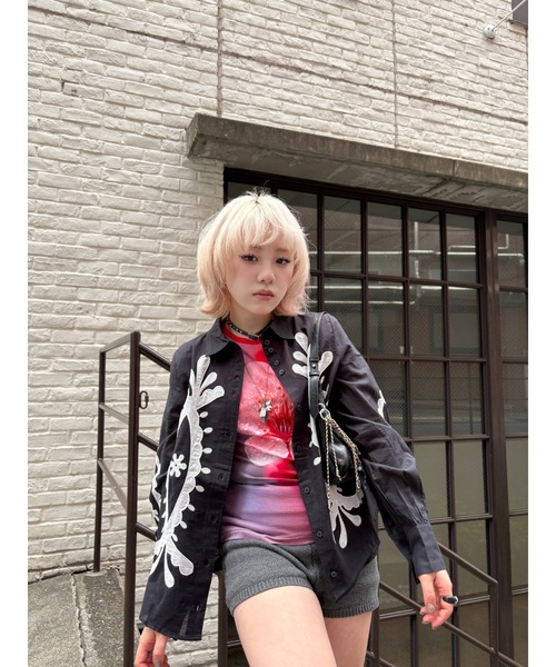 Desigual(デシグアル)の「桜フォトプリントリンガーTシャツ(Tシャツ/カットソー・レディース・レッド・XS/S/M/L/XL)」の9枚目の写真