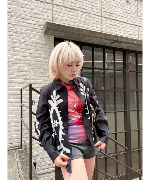 Desigual(デシグアル)の「桜フォトプリントリンガーTシャツ(Tシャツ/カットソー・レディース・レッド・XS/S/M/L/XL)」の10枚目の写真
