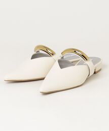 BARNSsohostreet（バーンズソーホーストリート）の「EVOL イーボル ゴールドモチーフフラットミュール クッション入り IY5706（サンダル）」