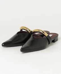 BARNSsohostreet（バーンズソーホーストリート）の「EVOL イーボル ゴールドモチーフフラットミュール クッション入り IY5706（サンダル）」