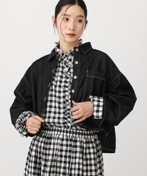 studio CLIP（スタディオクリップ）の「《natural by clip》柔らかデニムショートジャケット（デニムジャケット・レディース・ブルー/ブラック・FREE）」の7枚目の写真