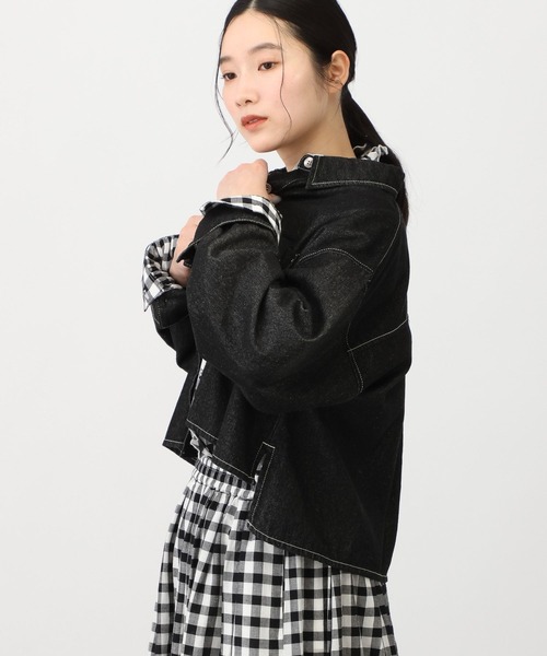 studio CLIP（スタディオクリップ）の「《natural by clip》柔らかデニムショートジャケット（デニムジャケット・レディース・ブルー/ブラック・FREE）」の8枚目の写真