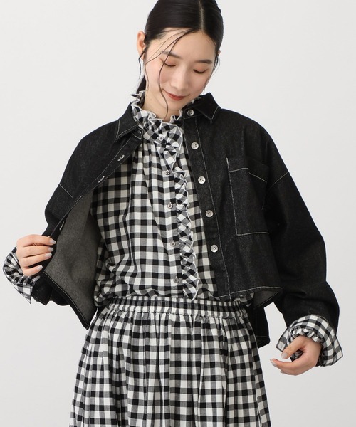 studio CLIP（スタディオクリップ）の「《natural by clip》柔らかデニムショートジャケット（デニムジャケット・レディース・ブルー/ブラック・FREE）」の11枚目の写真