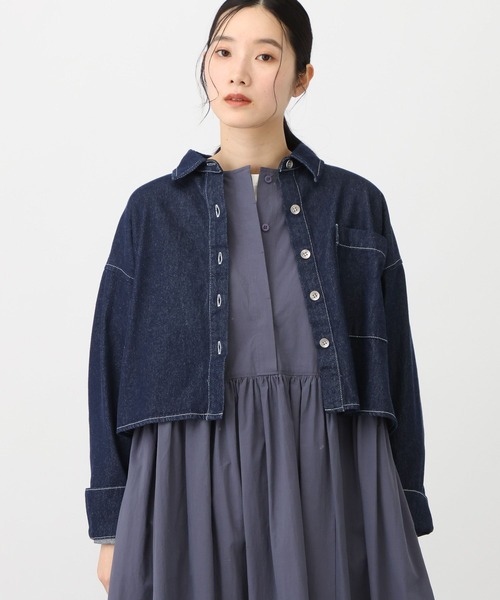 studio CLIP（スタディオクリップ）の「《natural by clip》柔らかデニムショートジャケット（デニムジャケット・レディース・ブルー/ブラック・FREE）」の15枚目の写真