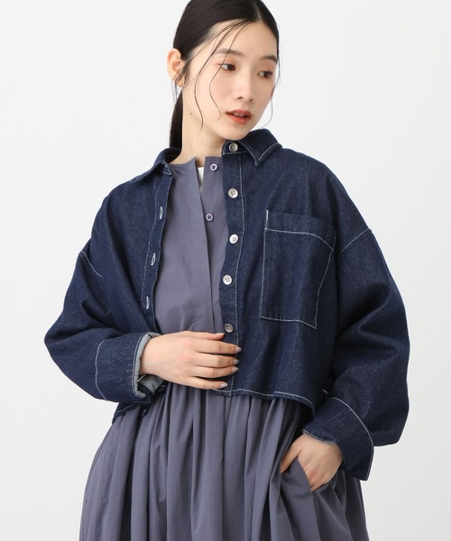 studio CLIP（スタディオクリップ）の「《natural by clip》柔らかデニムショートジャケット（デニムジャケット・レディース・ブルー/ブラック・FREE）」の16枚目の写真
