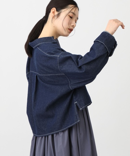 studio CLIP（スタディオクリップ）の「《natural by clip》柔らかデニムショートジャケット（デニムジャケット・レディース・ブルー/ブラック・FREE）」の17枚目の写真