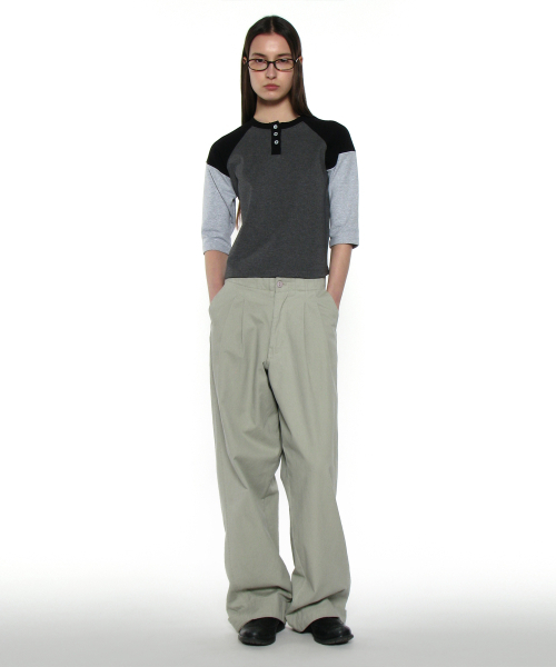 PARTIMENTO WOMEN(パルティメントウィメン)の「PWC ヘンリーネックスリークォータースリーブTシャツ_チャコールメランジ(Tシャツ/カットソー・レディース・その他・SMALL/MEDIUM/LARGE)」の5枚目の写真