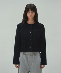DIAGONAL（ダイアゴナル）の「WOOLLY NO COLLAR JACKET (black)（その他アウター）」