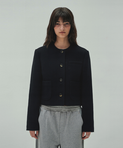 DIAGONAL(ダイアゴナル)の「WOOLLY NO COLLAR JACKET (black)(その他アウター・レディース・その他・FREE)」の1枚目の写真