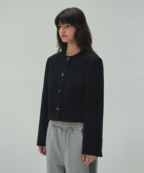 DIAGONAL(ダイアゴナル)の「WOOLLY NO COLLAR JACKET (black)(その他アウター・レディース・その他・FREE)」の3枚目の写真