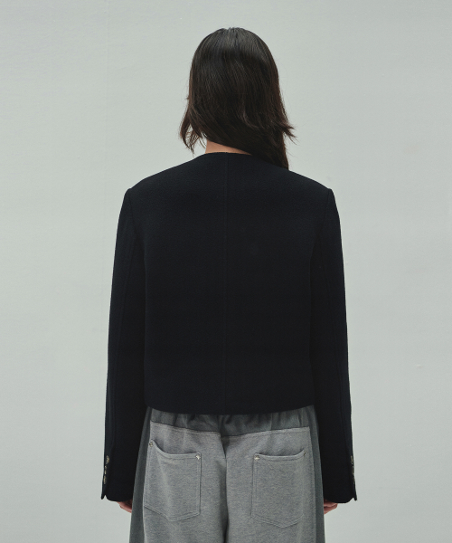 DIAGONAL(ダイアゴナル)の「WOOLLY NO COLLAR JACKET (black)(その他アウター・レディース・その他・FREE)」の4枚目の写真