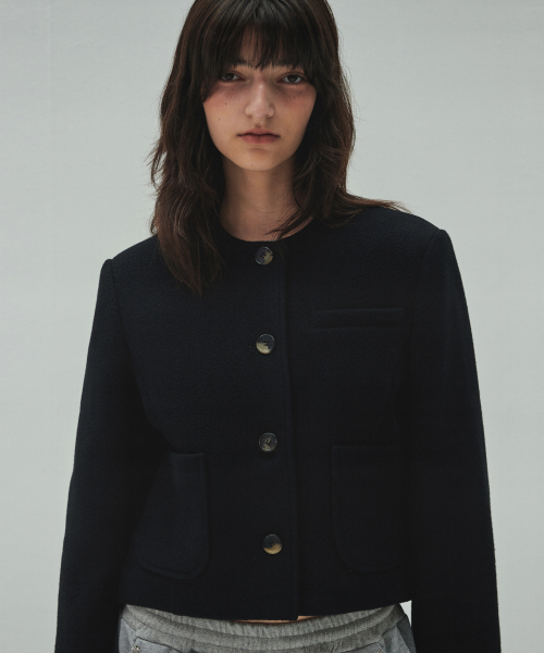 DIAGONAL(ダイアゴナル)の「WOOLLY NO COLLAR JACKET (black)(その他アウター・レディース・その他・FREE)」の5枚目の写真