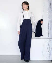 Ehre style（エーレスタイル）の「しわ知らず！ラフでも きれい ストライプサロペット（つなぎ/オールインワン）」