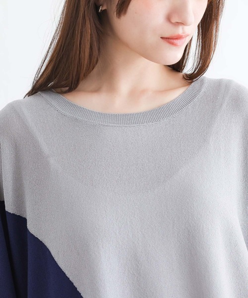 n'OrLABEL(ノアールレーベル)の「【接触冷感】ドルマン配色ニット(ニット/セーター・レディース・グレー/ブラック・FREE)」の16枚目の写真