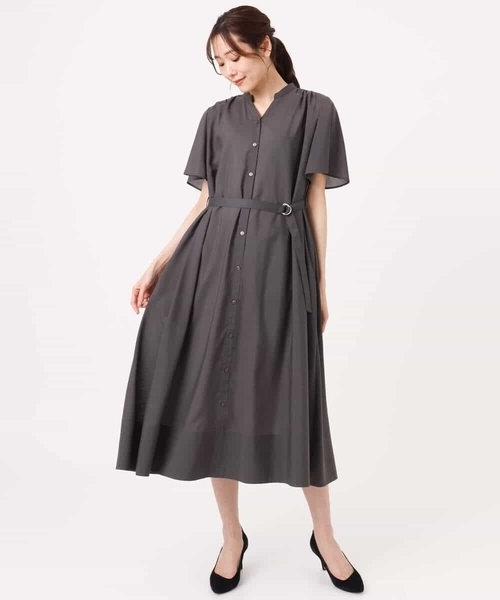 MK MICHEL KLEIN（エムケーミッシェルクラン）の「[洗える]フレアースリーブ ベルト付きワンピース（ワンピース・レディース・ライトグレー/ライトイエロー・38）」の21枚目の写真