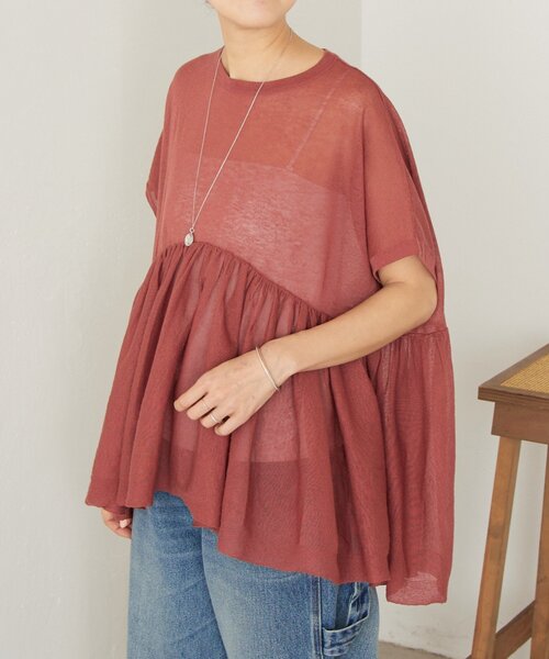 BEARDSLEY（ビアズリー）の「ボリュームペプラムニット（ニット/セーター・レディース・ブラック/レッド・FREE）」の6枚目の写真