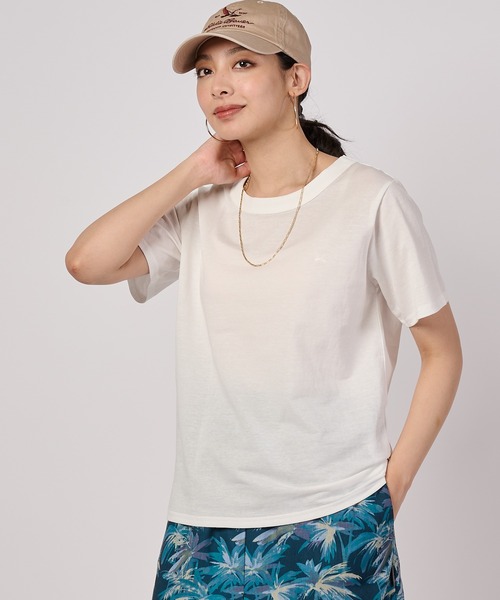 Eddie Bauer(エディーバウアー)の「クラシック 刺しゅうTシャツ(Tシャツ/カットソー・レディース・チャコール/ブルー/ホワイト・S/M/XL/L)」の1枚目の写真