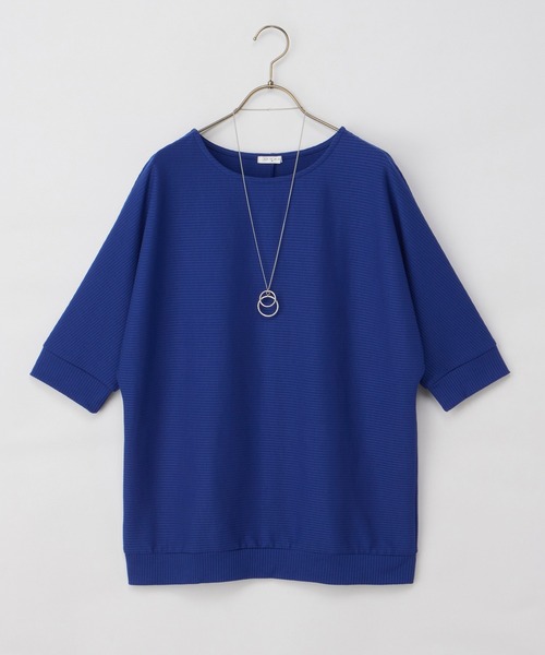 Honeys(ハニーズ)の「【ハニさら・接触冷感・UVカット】6分袖アクセ付ドルマントップス(Tシャツ/カットソー・レディース・アイボリー/ブラック/ブルー/イエロー/ベージュ・L/LL/M)」の10枚目の写真