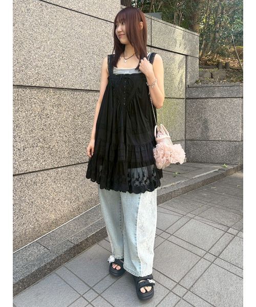 FURFUR（ファーファー）の「レースデザインチュニックワンピース（ワンピース・レディース・ブラック/ライトブルー/ホワイト・F）」の13枚目の写真