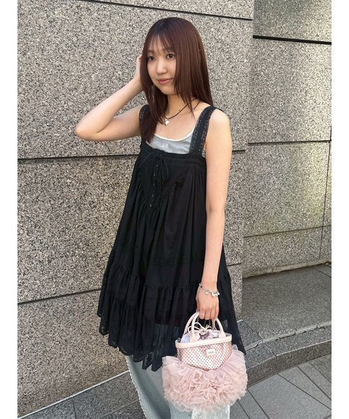 FURFUR（ファーファー）の「レースデザインチュニックワンピース（ワンピース・レディース・ブラック/ライトブルー/ホワイト・F）」の14枚目の写真