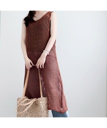 メッシュ ワンピース夏服サマーニット レディース
