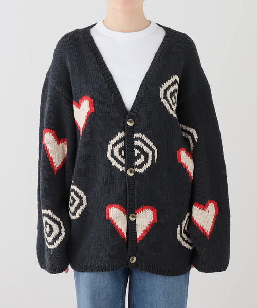 MacMahon Knitting Mills(マクマホン ニッティング ミルズ)の「MacMahon Knitting Mills / マクマホンニッティングミルズ Hearts & Swirls Cardigan(カーディガン/ボレロ・レディース・ホワイト/ブラック・FREE)」の5枚目の写真