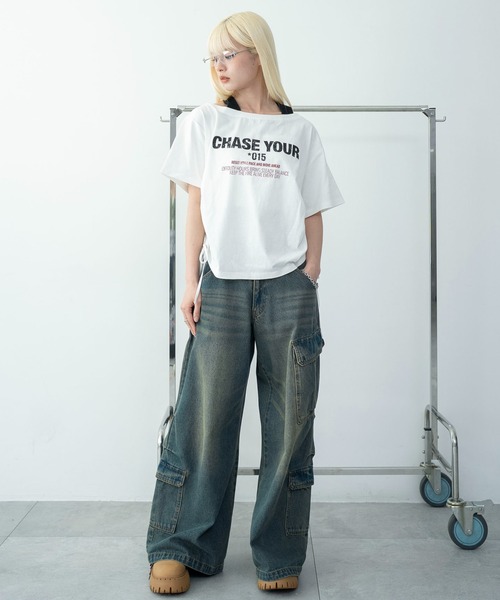 WEGO(ウィゴー)の「WEGO/ホルターネックレイヤードワンショルT(Tシャツ/カットソー・レディース・ホワイト/ピンク・FREE)」の4枚目の写真