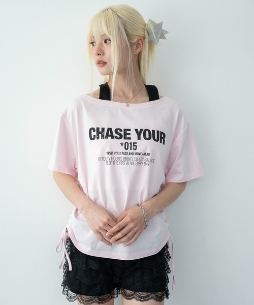 WEGO(ウィゴー)の「WEGO/ホルターネックレイヤードワンショルT(Tシャツ/カットソー・レディース・ホワイト/ピンク・FREE)」の10枚目の写真
