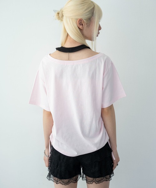 WEGO(ウィゴー)の「WEGO/ホルターネックレイヤードワンショルT(Tシャツ/カットソー・レディース・ホワイト/ピンク・FREE)」の12枚目の写真