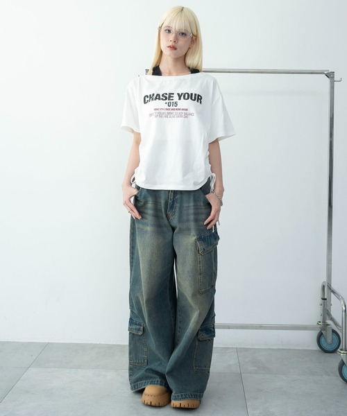 WEGO(ウィゴー)の「WEGO/ホルターネックレイヤードワンショルT(Tシャツ/カットソー・レディース・ホワイト/ピンク・FREE)」の17枚目の写真
