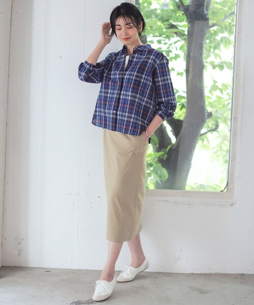 J.PRESS(ジェイプレス)の「コットンリネン Light マドラスチェック シャツ(シャツ/ブラウス・レディース・ブラウン系3/ネイビー系3・9/11)」の4枚目の写真