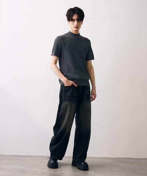 Shoowtime(ショウタイム)の「Ribbed knit top / リブニットカットソー(Tシャツ/カットソー・メンズ・カーキ/クリーム/グレー/ブラック・MEDIUM/LARGE/X-LARGE)」の7枚目の写真