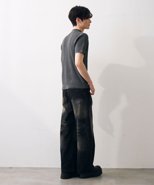 Shoowtime(ショウタイム)の「Ribbed knit top / リブニットカットソー(Tシャツ/カットソー・メンズ・カーキ/クリーム/グレー/ブラック・MEDIUM/LARGE/X-LARGE)」の10枚目の写真