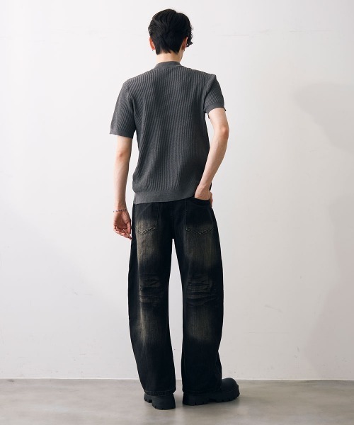 Shoowtime(ショウタイム)の「Ribbed knit top / リブニットカットソー(Tシャツ/カットソー・メンズ・カーキ/クリーム/グレー/ブラック・MEDIUM/LARGE/X-LARGE)」の11枚目の写真