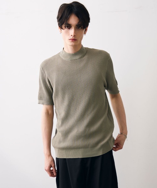 Shoowtime(ショウタイム)の「Ribbed knit top / リブニットカットソー(Tシャツ/カットソー・メンズ・カーキ/クリーム/グレー/ブラック・MEDIUM/LARGE/X-LARGE)」の12枚目の写真