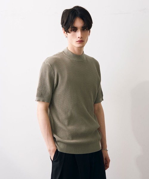 Shoowtime(ショウタイム)の「Ribbed knit top / リブニットカットソー(Tシャツ/カットソー・メンズ・カーキ/クリーム/グレー/ブラック・MEDIUM/LARGE/X-LARGE)」の15枚目の写真