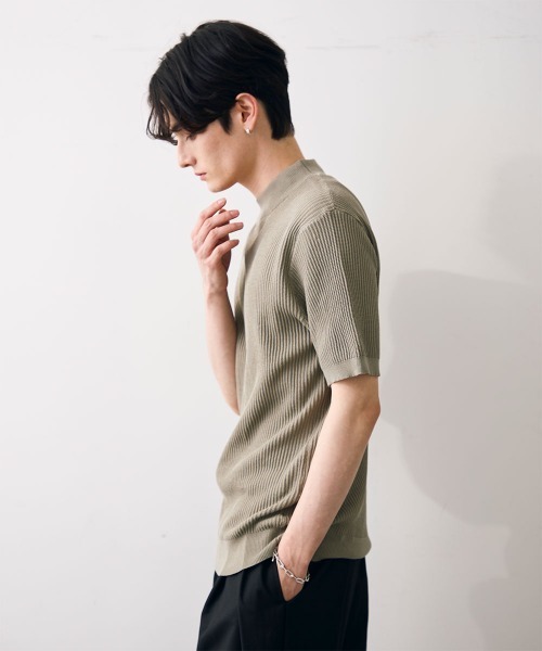 Shoowtime(ショウタイム)の「Ribbed knit top / リブニットカットソー(Tシャツ/カットソー・メンズ・カーキ/クリーム/グレー/ブラック・MEDIUM/LARGE/X-LARGE)」の16枚目の写真