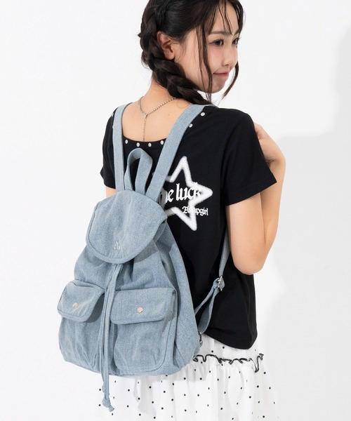 ANAP GiRL(アナップガール)の「ミニリュック(ショルダーバッグ・キッズ・ブルー/ブラック/サックスブルー・F)」の13枚目の写真