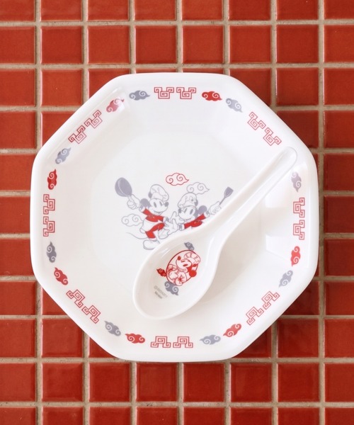 大幅値下げ　ディズニーミッキー＆ミニーちゃん　中華皿フルセット DISNEY/ディズニー〉ミッキー＆ミニー 町中華 メラミンチャーハン皿