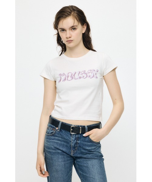 MOUSSY(マウジー)の「【ZOZO・一部店舗限定】METALLIC LIQUID MOUSSY Tシャツ(Tシャツ/カットソー・レディース・ピンク/ホワイト/ブラック/ライトピンク・FREE)」の4枚目の写真