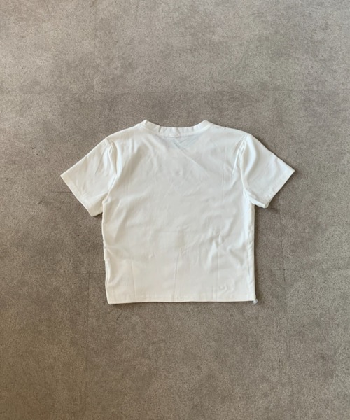 Teem Store(チームストア)の「フロントプリントサイドギャザーTシャツ ショート丈 ピチT(Tシャツ/カットソー・レディース・アイボリー/ホワイト・M/S)」の8枚目の写真
