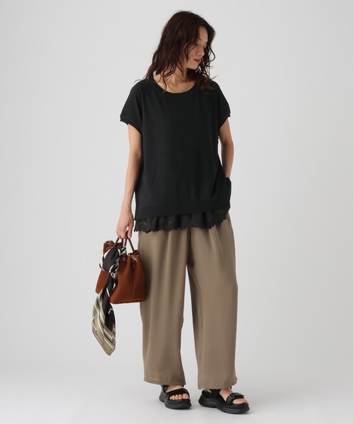 Elura（エルーラ）の「≪接触冷感≫Tシャツ風ニット/869675（ニット/セーター・レディース・ホワイト/ライトピンク/ブラック/カーキ/ターコイズブルー・FREE）」の22枚目の写真